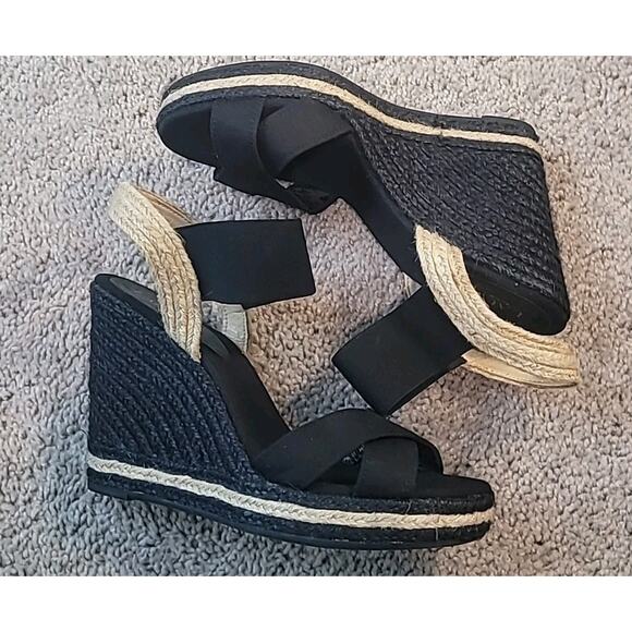 Lauren Ralph Lauren Elena Black Espadrille Wedge Sandal Women’s 8.5 GUC - Picture 3 of 10
